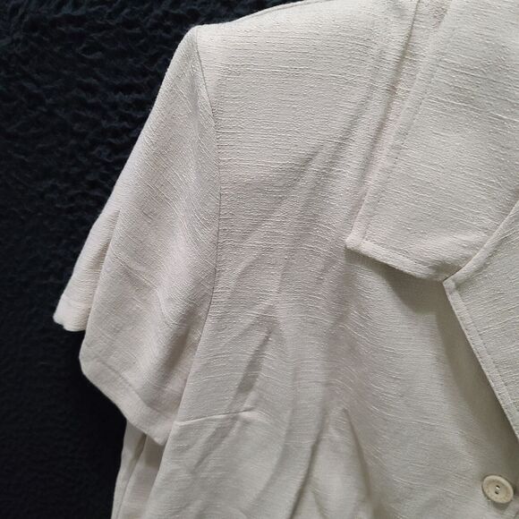 Premier International Womens Button Up Khaki Size Large Rayon Blend Short Sleeve - Picture 11 of 12